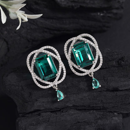 Rama Green Color American Diamond Earrings (ADE590RGRN) - preyans.com