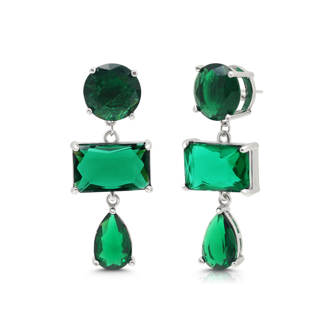 Green Color American Diamond Earrings (ADE592GRN) - preyans.com