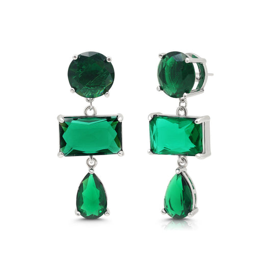 Green Color American Diamond Earrings (ADE592GRN) - preyans.com