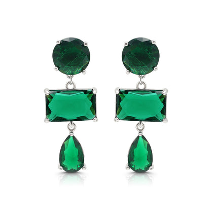 Green Color American Diamond Earrings (ADE592GRN) - preyans.com