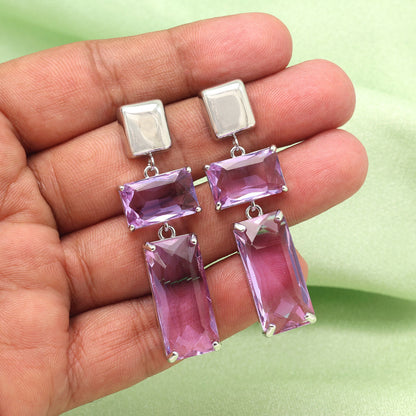 Light Purple Color American Diamond Earrings (ADE593LPRP) - preyans.com