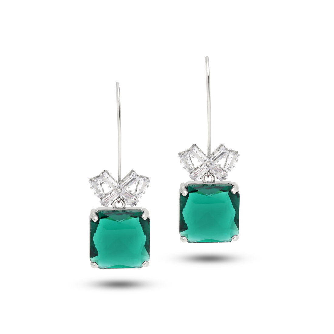 Green Color American Diamond Earrings (ADE597GRN) - preyans.com