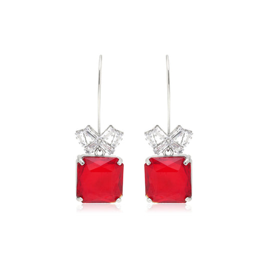 Red Color American Diamond Earrings (ADE597RED) - preyans.com