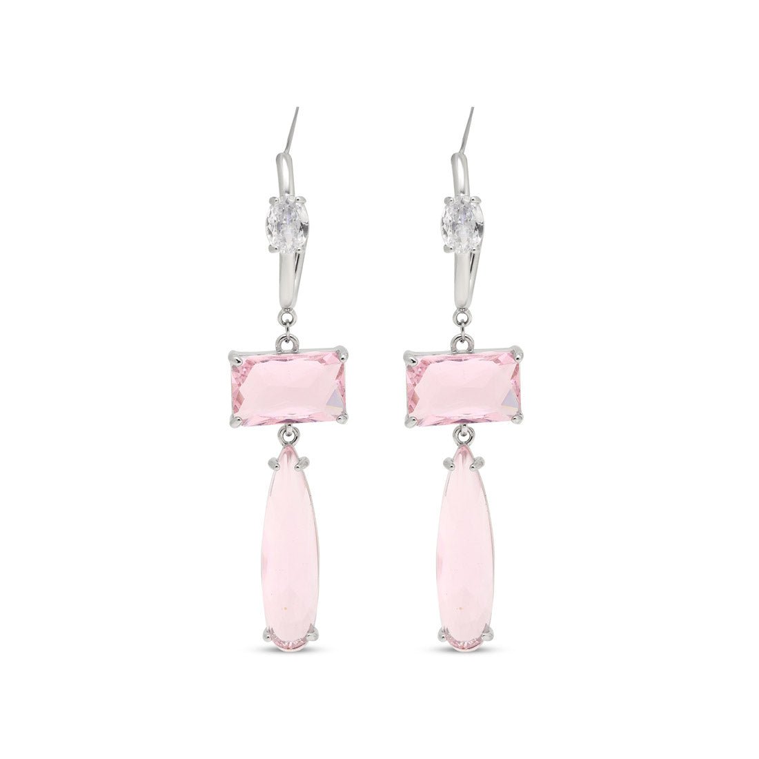 Pink Color American Diamond Earrings (ADE599PNK) - preyans.com