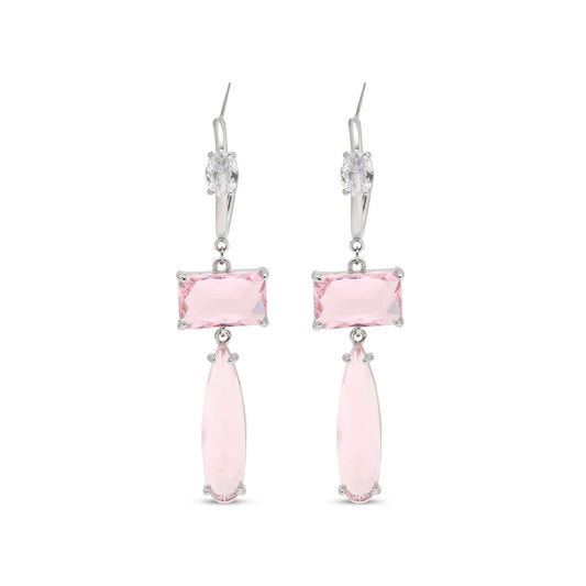 Pink Color American Diamond Earrings (ADE599PNK) - preyans.com