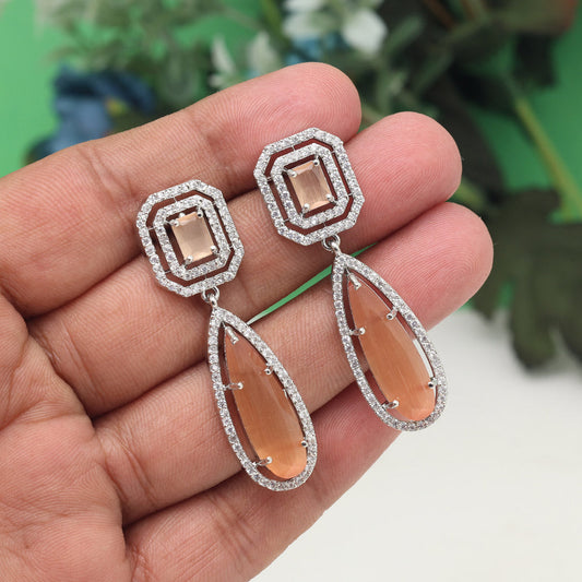 Brown Color American Diamond Earrings (ADE600BRW) - preyans.com