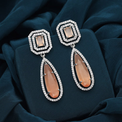 Brown Color American Diamond Earrings (ADE600BRW) - preyans.com