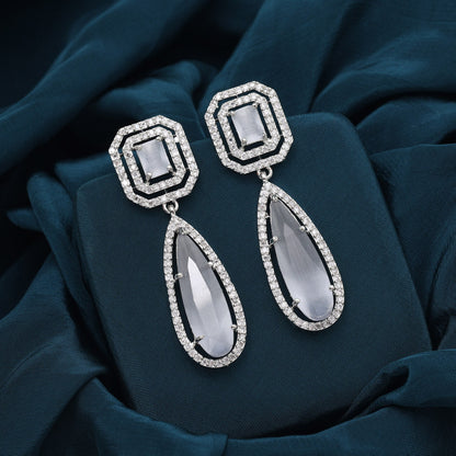 Gray Color American Diamond Earrings (ADE600GRY) - preyans.com