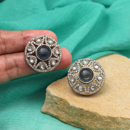 Gray Color American Diamond Earrings (ADE601GRY) - preyans.com