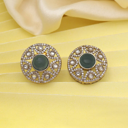 Gray Color American Diamond Earrings (ADE601GRY) - preyans.com