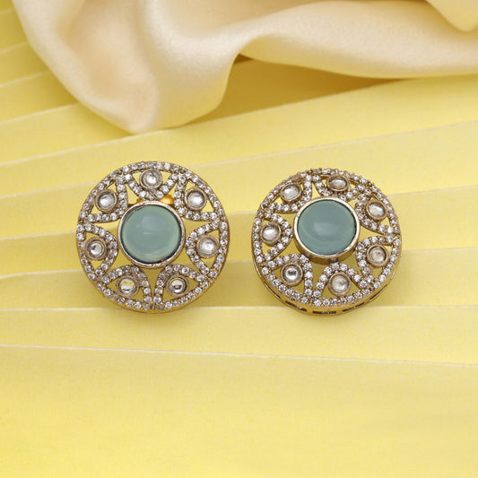 Sky Blue Color American Diamond Earrings (ADE601SBLU) - preyans.com