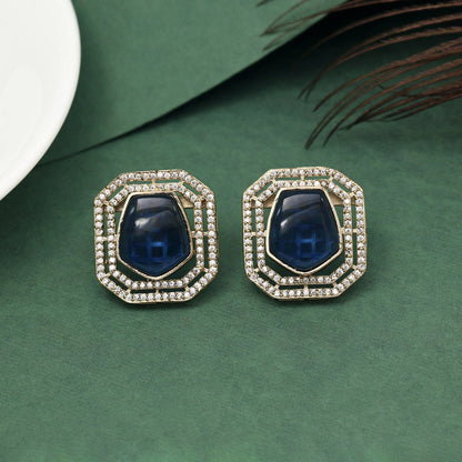 Blue Color American Diamond Earrings (ADE603BLU) - preyans.com