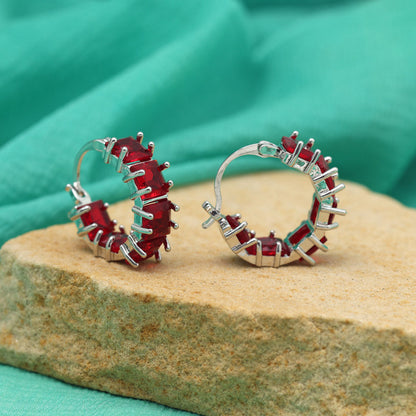 Maroon Color American Diamond Earrings (ADE604MRN) - preyans.com