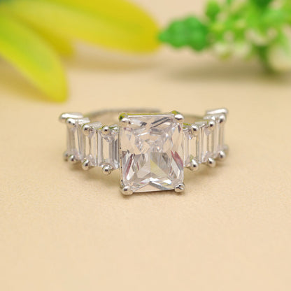 Silver Color American Diamond Finger Ring (ADR558SLV) - preyans.com