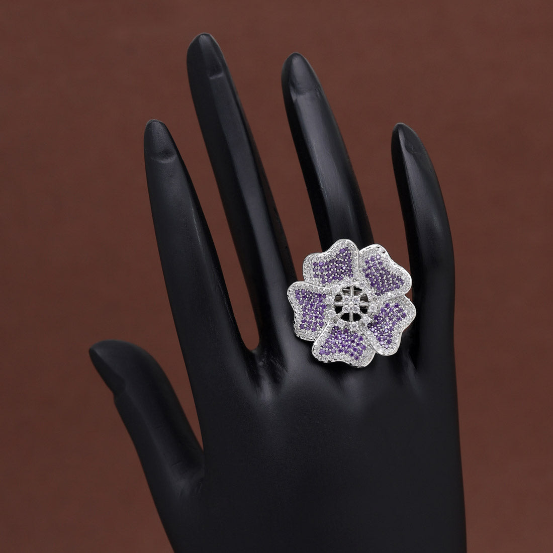 Purple Color American Diamond Finger Ring (ADR561PRP) - preyans.com