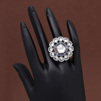 Blue Color American Diamond Finger Ring (ADR564BLU) - preyans.com