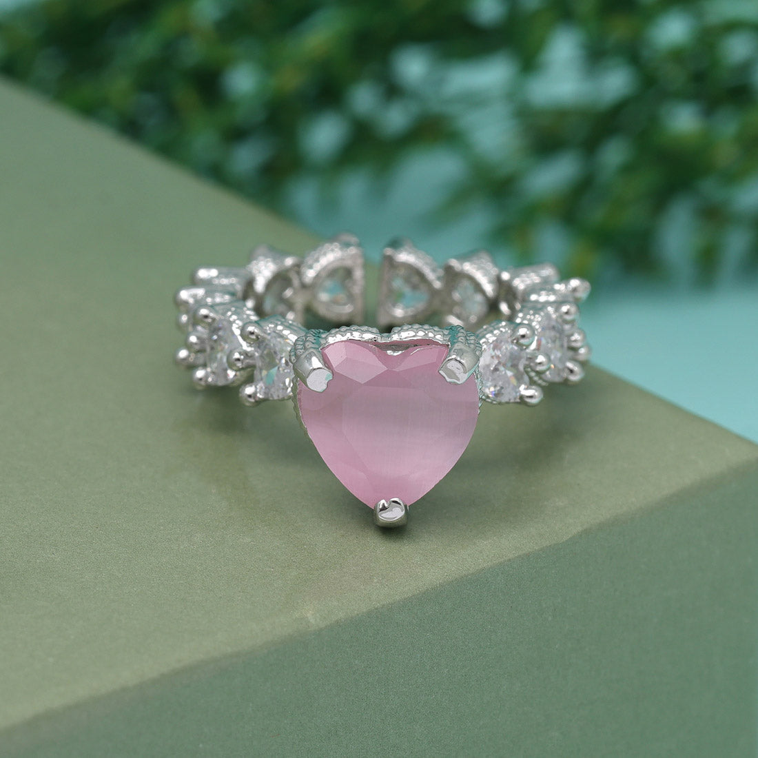 Pink Color American Diamond Finger Ring (ADR577PNK) - preyans.com