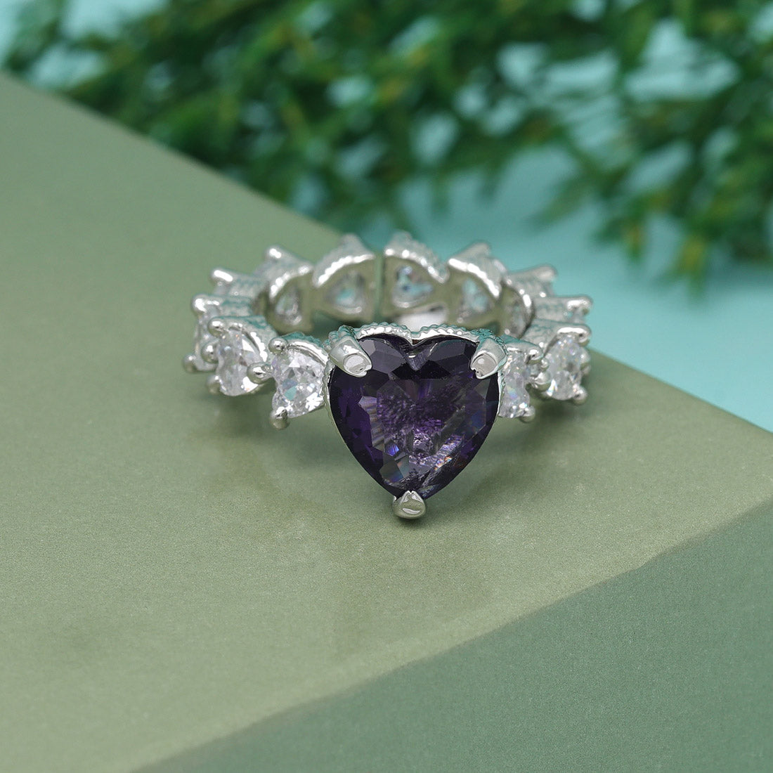 Purple Color American Diamond Finger Ring (ADR577PRP) - Preyans.com