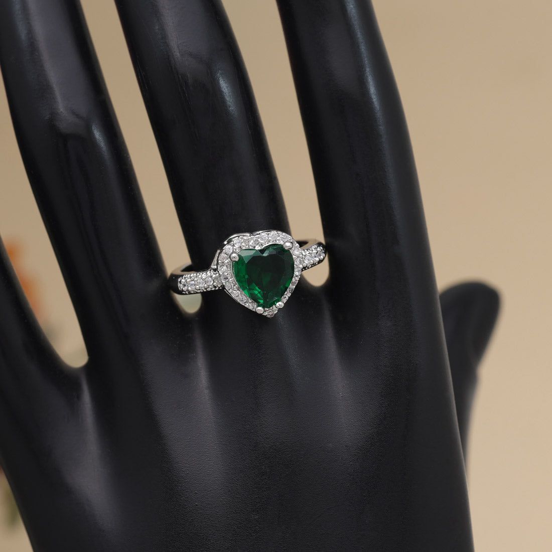 Green Color American Diamond Finger Ring (ADR578GRN) - preyans.com