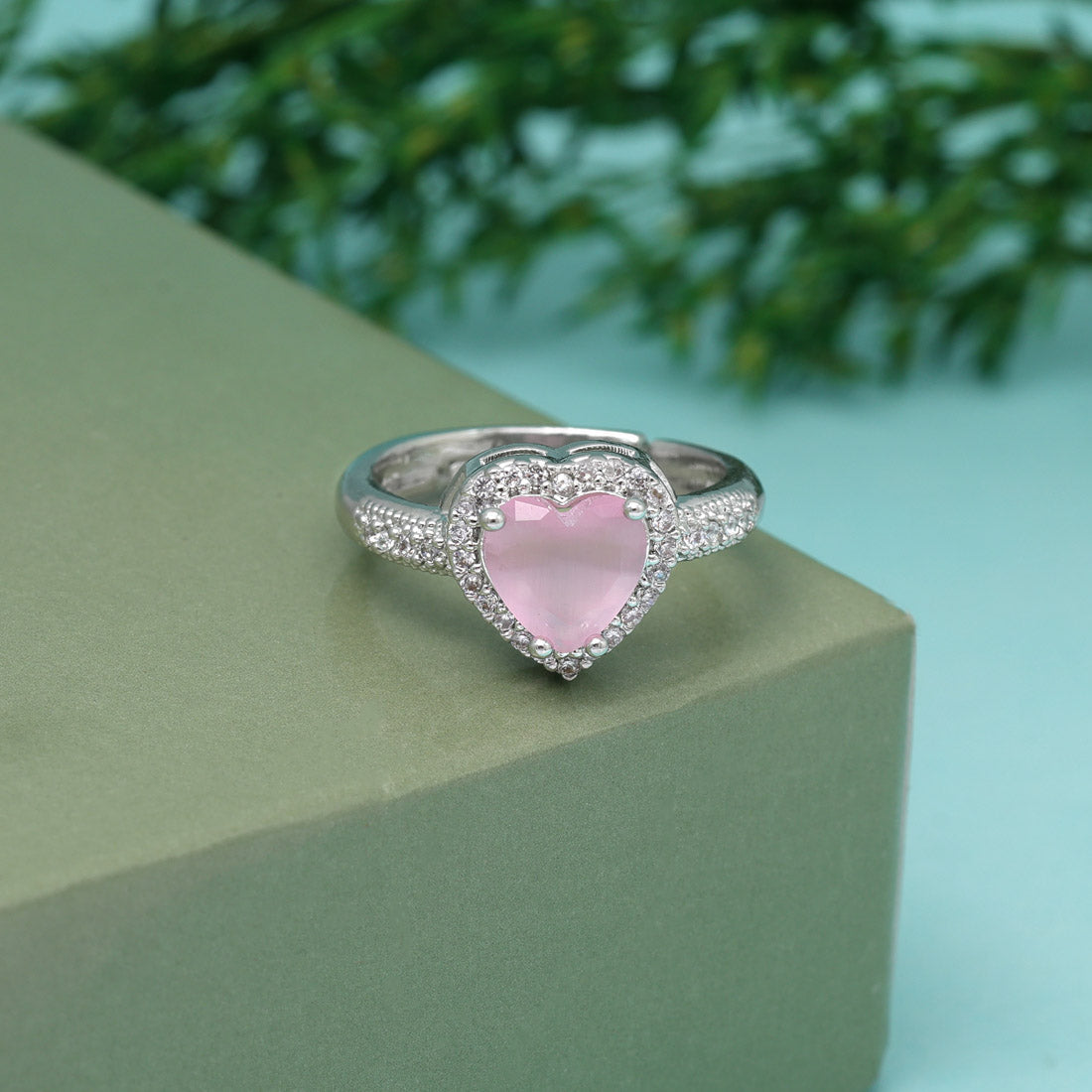 Pink Color American Diamond Finger Ring (ADR578PNK) - preyans.com