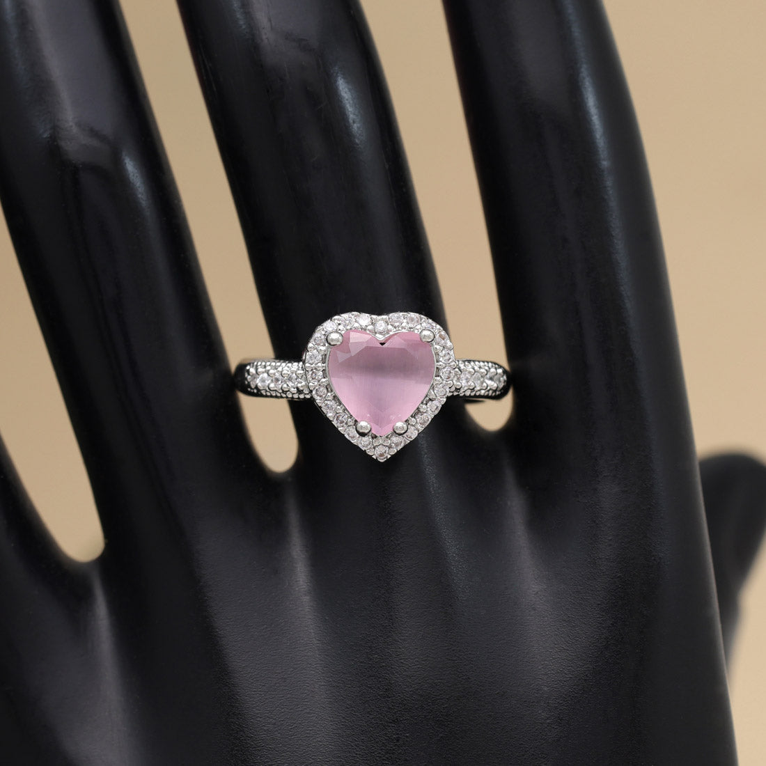 Pink Color American Diamond Finger Ring (ADR578PNK) - preyans.com