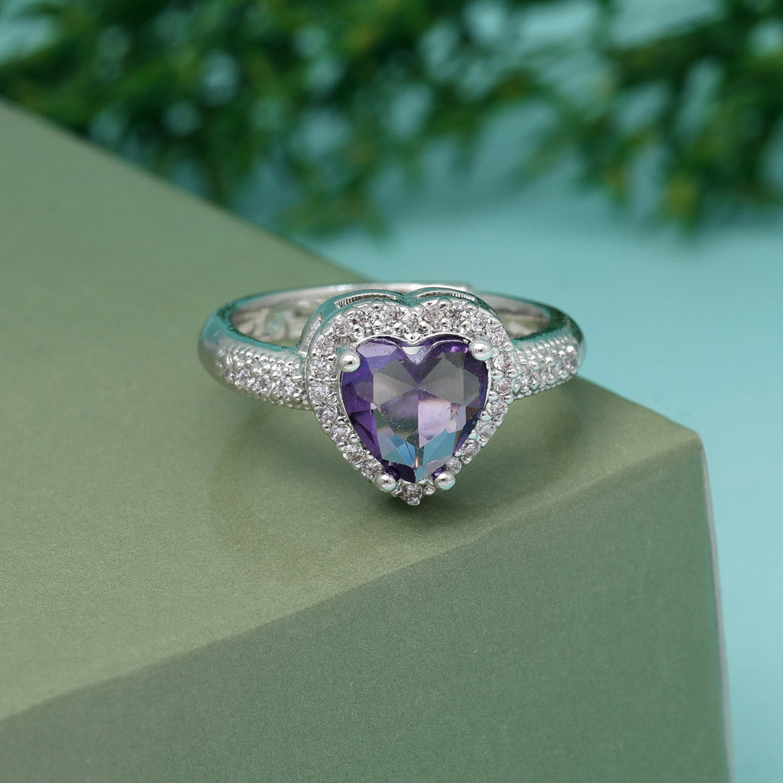 Purple Color American Diamond Finger Ring (ADR578PRP) - preyans.com