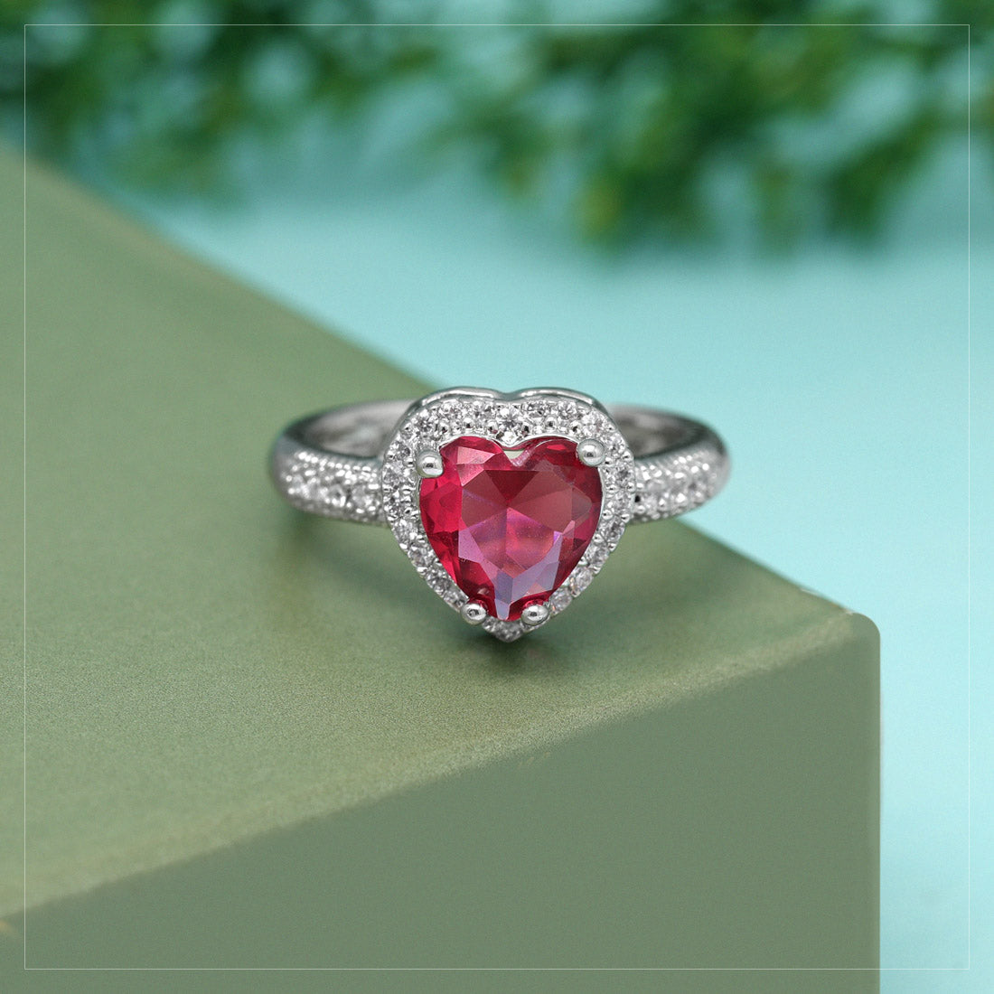 Ruby Color American Diamond Finger Ring (ADR578RUBY) - preyans.com