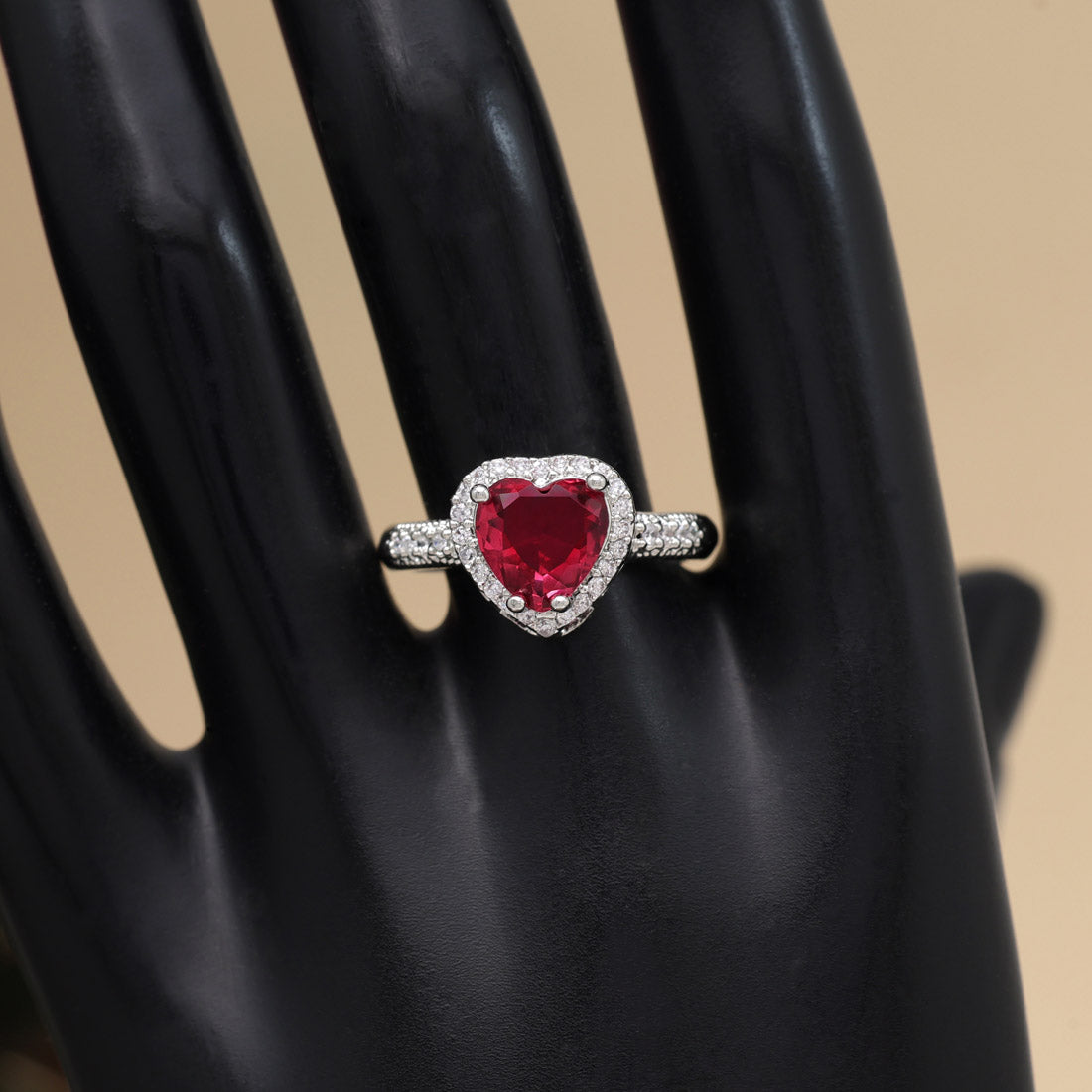 Ruby Color American Diamond Finger Ring (ADR578RUBY) - preyans.com