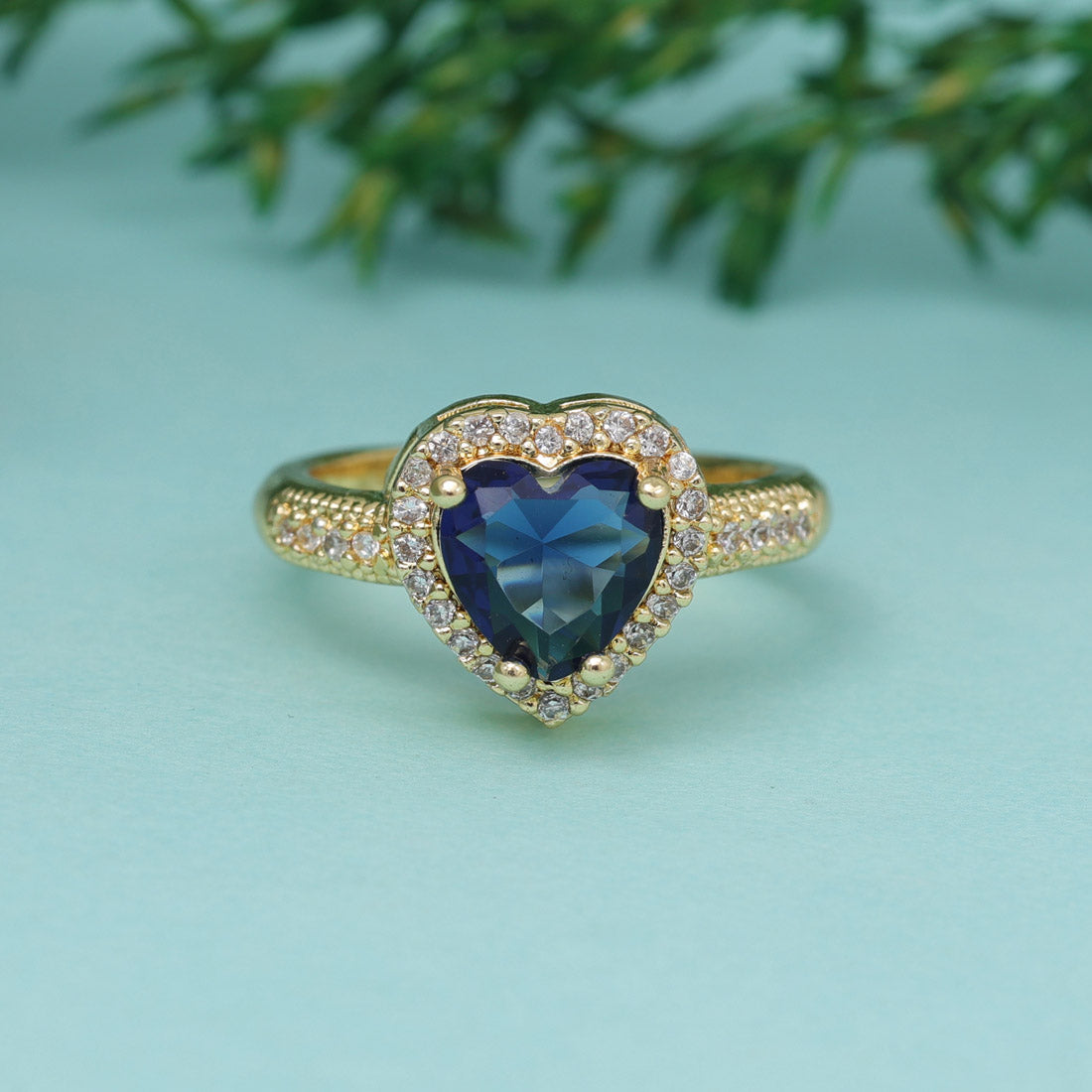 Blue Color American Diamond Finger Ring (ADR579BLU) - preyans.com