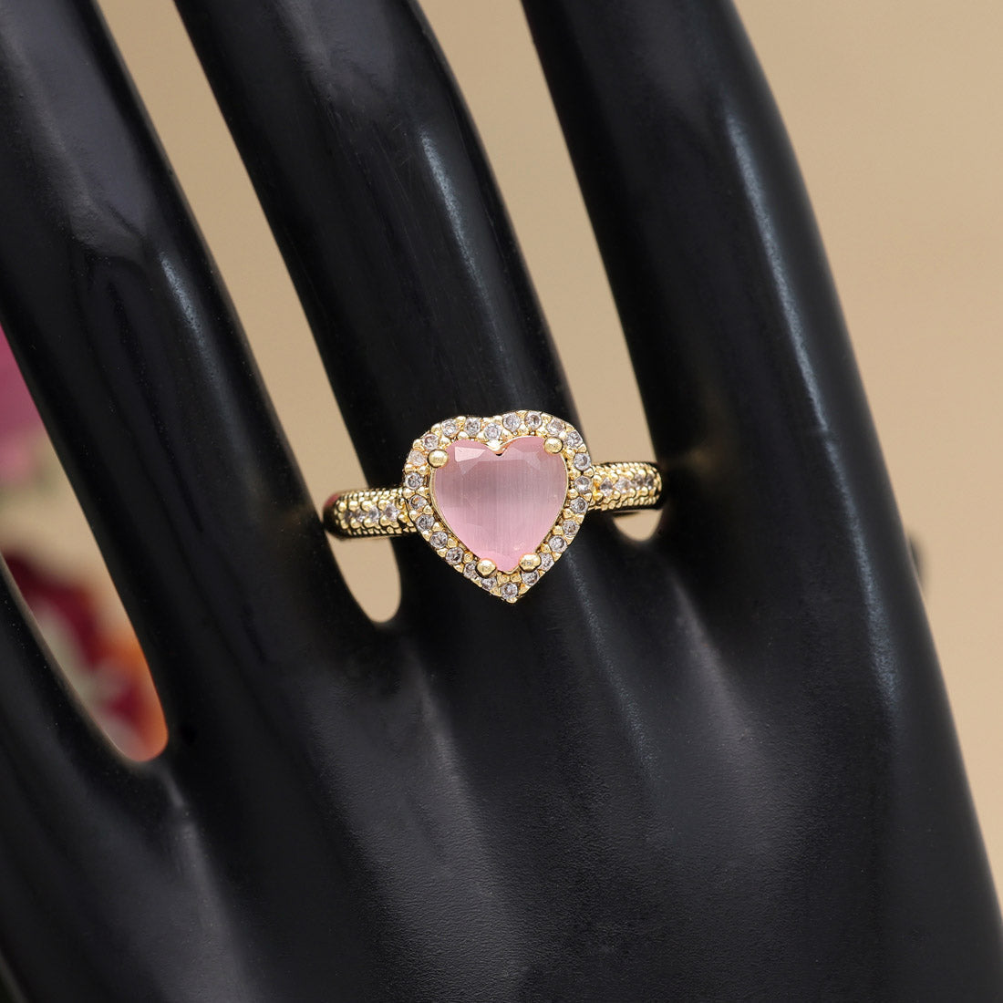 Pink Color American Diamond Finger Ring (ADR579PNK) - preyans.com