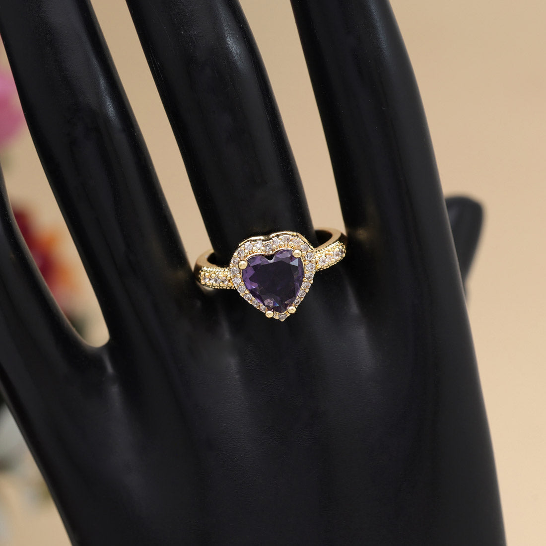 Purple Color American Diamond Finger Ring (ADR579PRP) - preyans.com