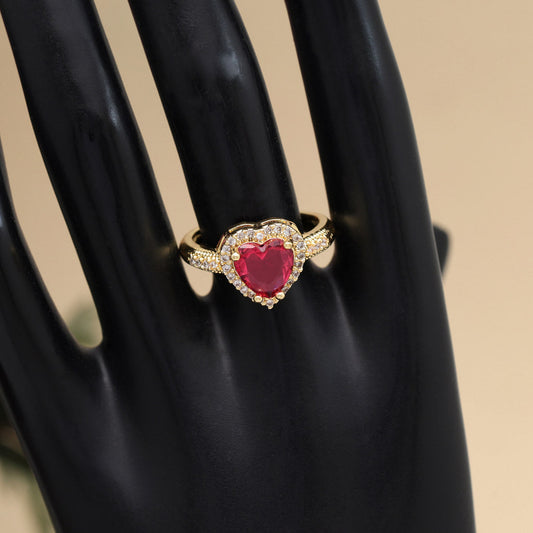 Ruby Color American Diamond Finger Ring (ADR579RUBY) - preyans.com