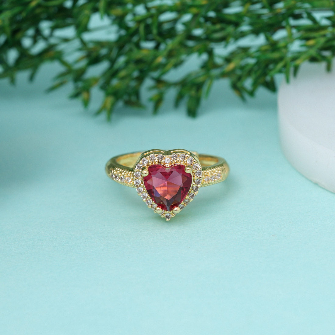 Ruby Color American Diamond Finger Ring (ADR579RUBY) - preyans.com