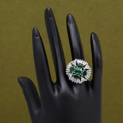 Green Color American Diamond Finger Ring (ADR583GRN) - preyans.com