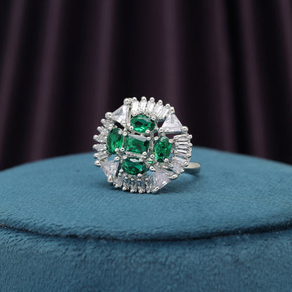 Green Color American Diamond Finger Ring (ADR583GRN) - preyans.com