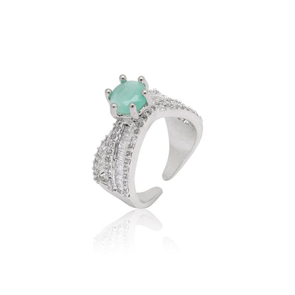 Pista Green Color American Diamond Finger Ring (ADR584PGRN) - preyans.com