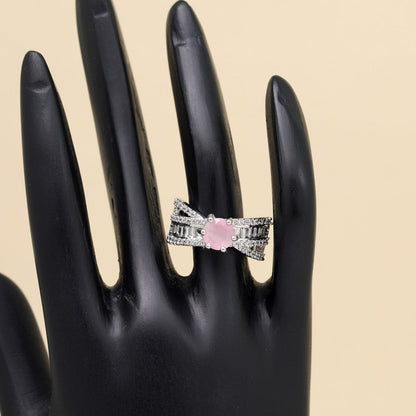 Pink Color American Diamond Finger Ring (ADR584PNK) - preyans.com