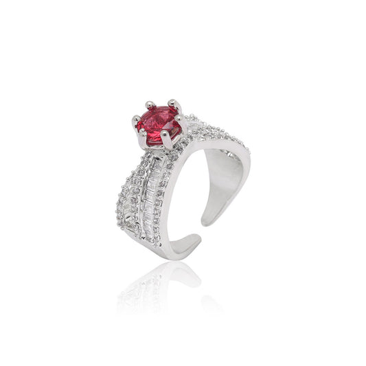 Ruby Color American Diamond Finger Ring (ADR584RUBY) - preyans.com