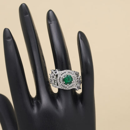 Green Color American Diamond Finger Ring (ADR585GRN) - preyans.com