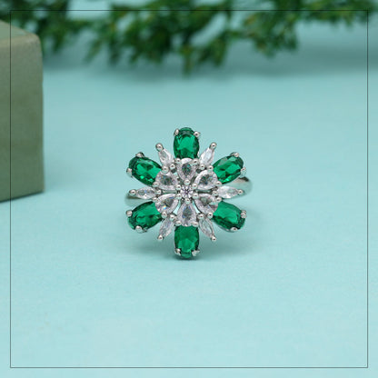 Green Color American Diamond Finger Ring (ADR587GRN) - preyans.com