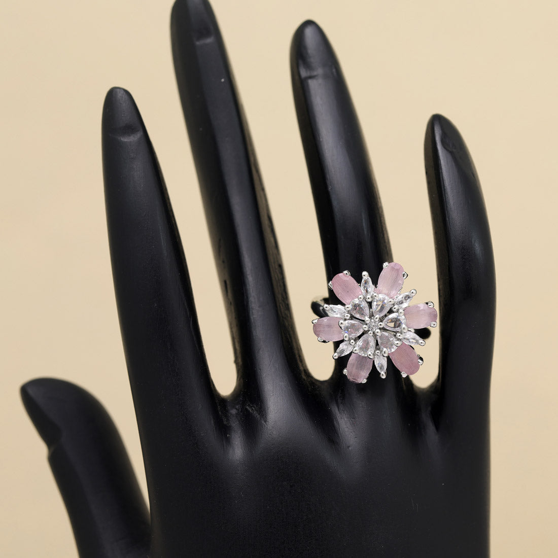 Pink Color American Diamond Finger Ring (ADR587PNK) - preyans.com