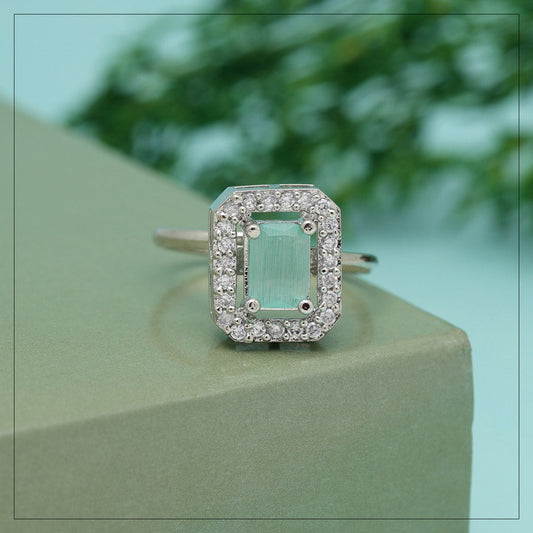 Pista Green Color American Diamond Finger Ring (ADR592PGRN) - Preyans.com