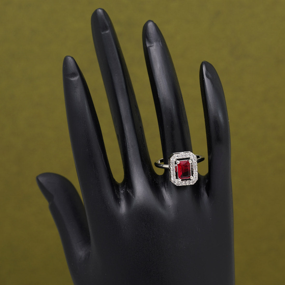 Red Color American Diamond Finger Ring (ADR592RED) - preyans.com