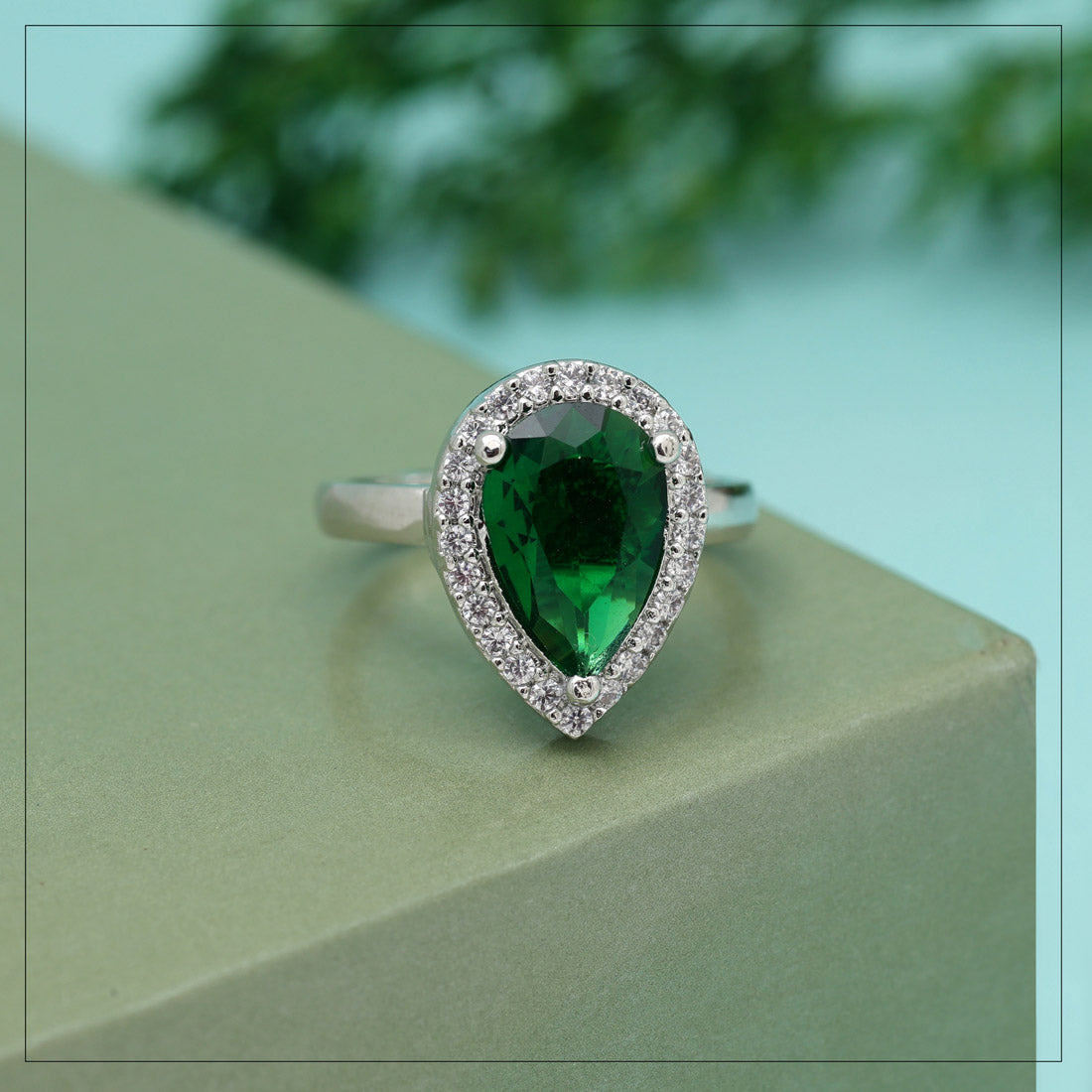 Green Color American Diamond Finger Ring (ADR593GRN) - preyans.com