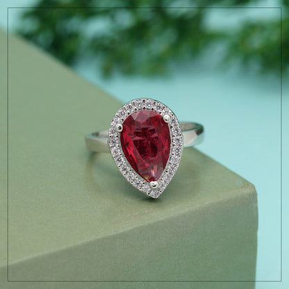 Ruby Color American Diamond Finger Ring (ADR593RUBY) - preyans.com