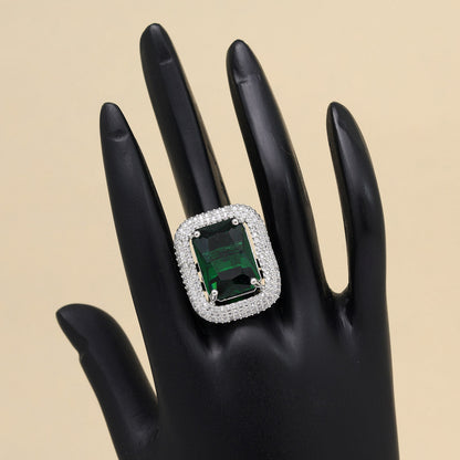 Green Color American Diamond Finger Ring (ADR601GRN) - preyans.com