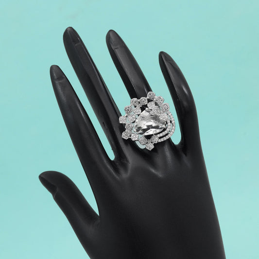 Silver Color American Diamond Finger Ring - Preyans.com