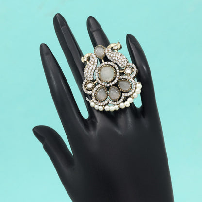 Grey Color American Diamond Finger Ring - Preyans.com