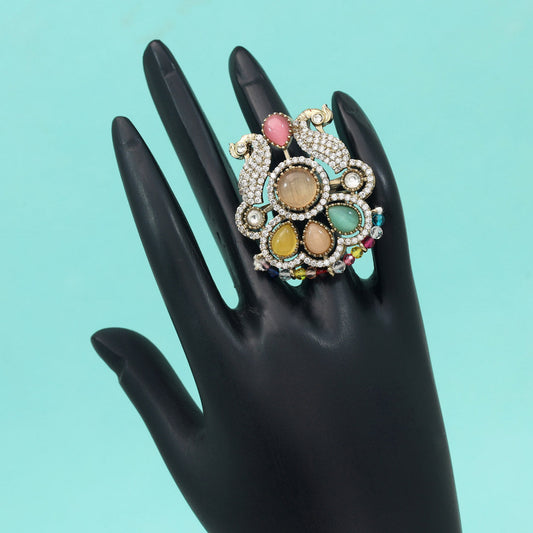Multi Color American Diamond Finger Ring - Preyans.com
