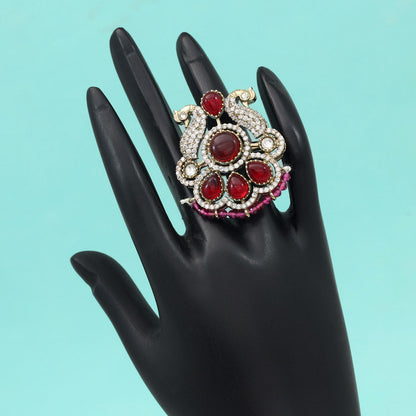 Magenta Color American Diamond Finger Ring - Preyans.com